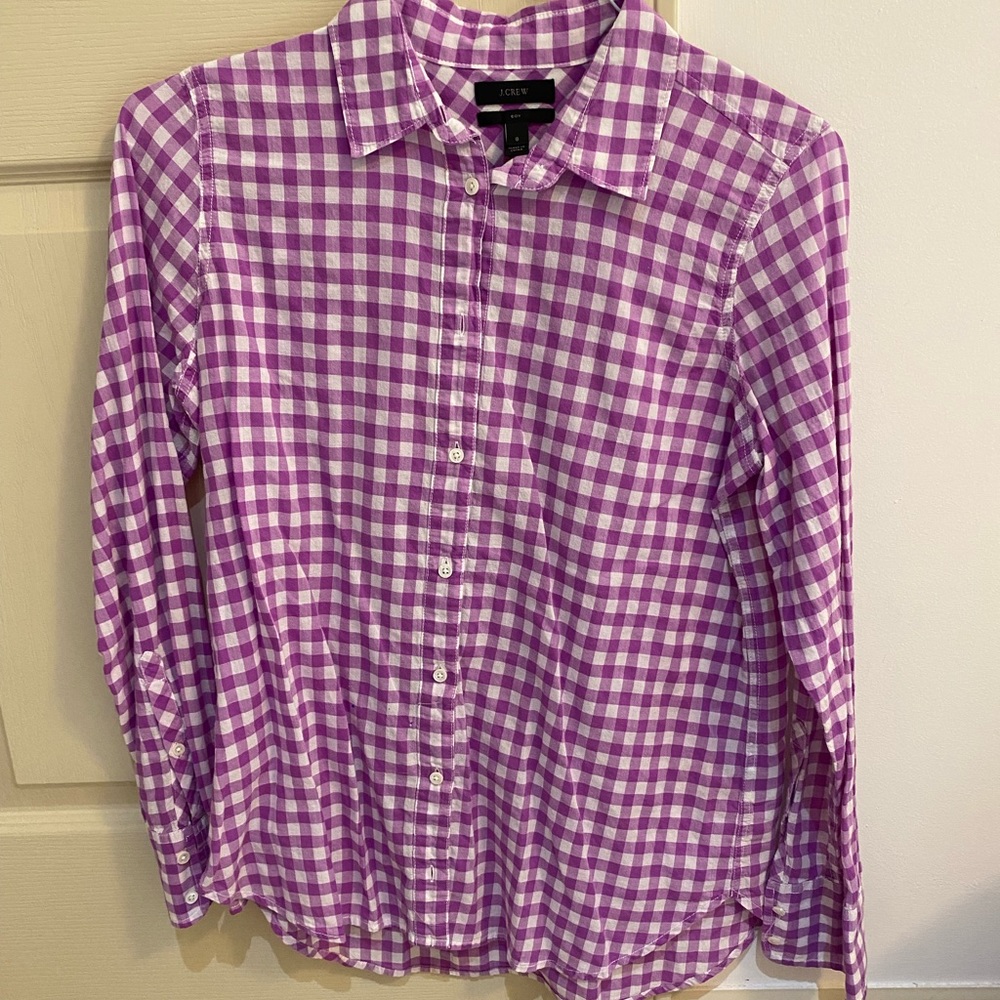 J CREW purple gingham button up!!